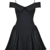Elida Schwarzes schulterfreies Minikleid