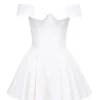 Elida Weißes Twill-Minikleid mit schulterfreiem Ausschnitt Elida Weißes Twill-Minikleid mit schulterfreiem Ausschnitt