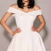 Elida Weißes Twill-Minikleid mit schulterfreiem Ausschnitt Elida Weißes Twill-Minikleid mit schulterfreiem Ausschnitt