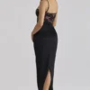 Eliette – Schwarzes Maxikleid aus verzierter Spitze und Satin Eliette – Schwarzes Maxikleid aus verzierter Spitze und Satin