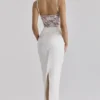 Eliette – Weißes Maxikleid aus verzierter Spitze und Satin Eliette – Weißes Maxikleid aus verzierter Spitze und Satin
