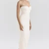 Elinor Cremefarbenes Midi-Kleid mit Rüschen und Spitze Elinor Cremefarbenes Midi-Kleid mit Rüschen und Spitze