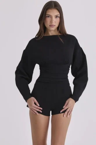 Elisetta Schwarzer Playsuit aus Crêpe Elisetta Schwarzer Playsuit aus Crêpe