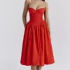 Elizabeth Italian Tomato – trägerloses Midi-Sommerkleid Elizabeth Italian Tomato – trägerloses Midi-Sommerkleid