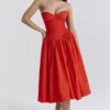 Elizabeth Italian Tomato – trägerloses Midi-Sommerkleid Elizabeth Italian Tomato – trägerloses Midi-Sommerkleid