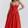 Elizabeth Italian Tomato – trägerloses Midi-Sommerkleid Elizabeth Italian Tomato – trägerloses Midi-Sommerkleid