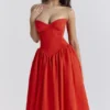 Elizabeth Italian Tomato – trägerloses Midi-Sommerkleid Elizabeth Italian Tomato – trägerloses Midi-Sommerkleid