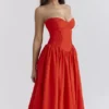 Elizabeth Italian Tomato – trägerloses Midi-Sommerkleid Elizabeth Italian Tomato – trägerloses Midi-Sommerkleid
