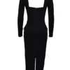 Ella – Langärmliges Midi-Kleid aus schwarzem Stretch-Crêpe Ella – Langärmliges Midi-Kleid aus schwarzem Stretch-Crêpe