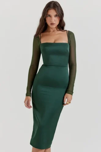 Ellica smaragdgrünes Midikleid