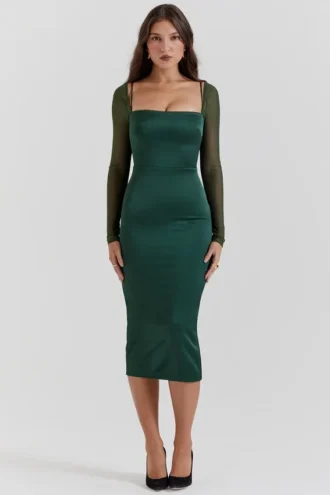 Ellica smaragdgrünes Midikleid