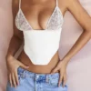 Emilee – Korsett aus elfenbeinfarbenem Satin und Spitze Emilee – Korsett aus elfenbeinfarbenem Satin und Spitze