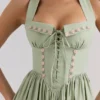 Emilia Sage Midi-Kleid aus Stretch-Baumwolle mit Neckholder-Ausschnitt Emilia Sage Midi-Kleid aus Stretch-Baumwolle mit Neckholder-Ausschnitt