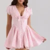 Emiliana Rosa Mini-Kleid aus Baumwolle mit Vichy-Karomuster Emiliana Rosa Mini-Kleid aus Baumwolle mit Vichy-Karomuster
