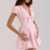 Emiliana Rosa Mini-Kleid aus Baumwolle mit Vichy-Karomuster Emiliana Rosa Mini-Kleid aus Baumwolle mit Vichy-Karomuster