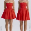 Emmanuela Italian Tomato trägerloses Plissee-Minikleid Emmanuela Italian Tomato trägerloses Plissee-Minikleid