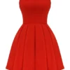 Emmanuela Italian Tomato trägerloses Plissee-Minikleid Emmanuela Italian Tomato trägerloses Plissee-Minikleid