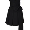 Emmanuela Schwarzes trägerloses Minikleid mit abnehmbarem Schleifen Emmanuela Schwarzes trägerloses Minikleid mit abnehmbarem Schleifen