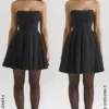 Emmanuela Schwarzes trägerloses Minikleid mit abnehmbarem Schleifen Emmanuela Schwarzes trägerloses Minikleid mit abnehmbarem Schleifen