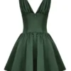 Emmeliette Mini-Kleid aus satinfarbenem Waldgrün Emmeliette Mini-Kleid aus satinfarbenem Waldgrün