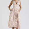 Emmelina Rosa Korsett-Sommerkleid aus Baumwolle mit Wiesenprint Emmelina Rosa Korsett-Sommerkleid aus Baumwolle mit Wiesenprint