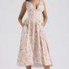 Emmelina Rosa Korsett-Sommerkleid aus Baumwolle mit Wiesenprint Emmelina Rosa Korsett-Sommerkleid aus Baumwolle mit Wiesenprint