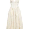 Emmelina Vintage Elfenbeinfarbenes Sommerkleid mit Blumenstickerei Emmelina Vintage Elfenbeinfarbenes Sommerkleid mit Blumenstickerei