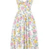 Emmelina Weißes Baumwoll-Korsett-Sommerkleid mit Vintage-Rosenprint Emmelina Weißes Baumwoll-Korsett-Sommerkleid mit Vintage-Rosenprint