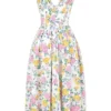 Emmelina Weißes Baumwoll-Korsett-Sommerkleid mit Vintage-Rosenprint Emmelina Weißes Baumwoll-Korsett-Sommerkleid mit Vintage-Rosenprint