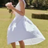 Emmelina Weißes Baumwoll-Korsetts-Sommerkleid Emmelina Weißes Baumwoll-Korsetts-Sommerkleid