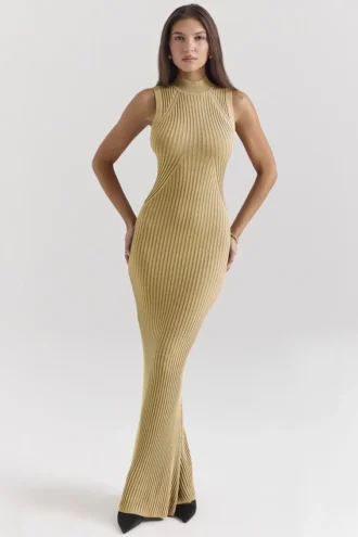 Emmie Gold Metallic Maxikleid