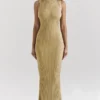 Emmie Gold Metallic Maxikleid