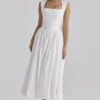 Emmy – Weißes Midi-Sommerkleid aus Baumwolle Emmy – Weißes Midi-Sommerkleid aus Baumwolle