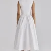 Emmy – Weißes Midi-Sommerkleid aus Baumwolle Emmy – Weißes Midi-Sommerkleid aus Baumwolle