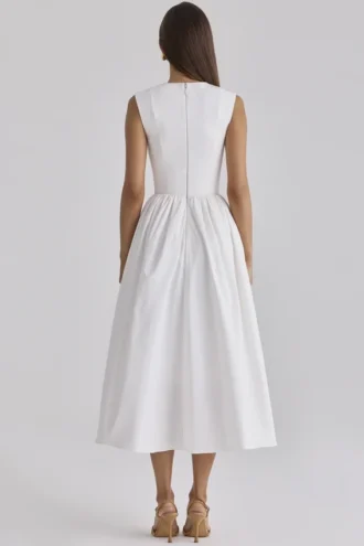 Emmy – Weißes Midi-Sommerkleid aus Baumwolle