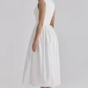 Emmy – Weißes Midi-Sommerkleid aus Baumwolle Emmy – Weißes Midi-Sommerkleid aus Baumwolle