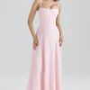 Esme Maxikleid aus blassrosa Lurex-Chiffon