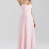 Esme Maxikleid aus blassrosa Lurex-Chiffon