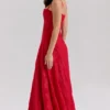 Esme – Maxikleid aus rotem Lurex-Chiffon