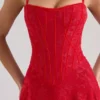 Esme – Maxikleid aus rotem Lurex-Chiffon