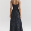 Esme Mitternachtsblaues Lurex-Chiffon-Maxikleid