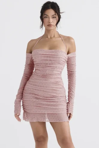 Estella Kleid in zartem Rosa mit Kristallverzierung