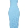 Eva Maxikleid in toskanischem Blau mit Blumenstickerei Eva Maxikleid in toskanischem Blau mit Blumenstickerei