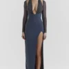 Evangelina Slate Plunge Maxikleid