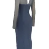 Evangelina Slate Plunge Maxikleid