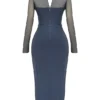 Evangelina Slate Plunge Maxikleid