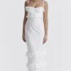 Eve Weißes Broderie-Maxikleid