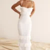 Eve Weißes Broderie-Maxikleid