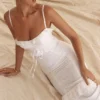 Eve Weißes Broderie-Maxikleid