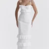 Eve Weißes Broderie-Maxikleid